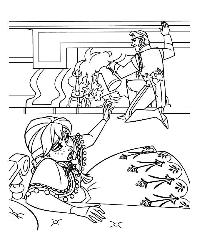 Anna And Hans Having A Disagreement Coloring Page
