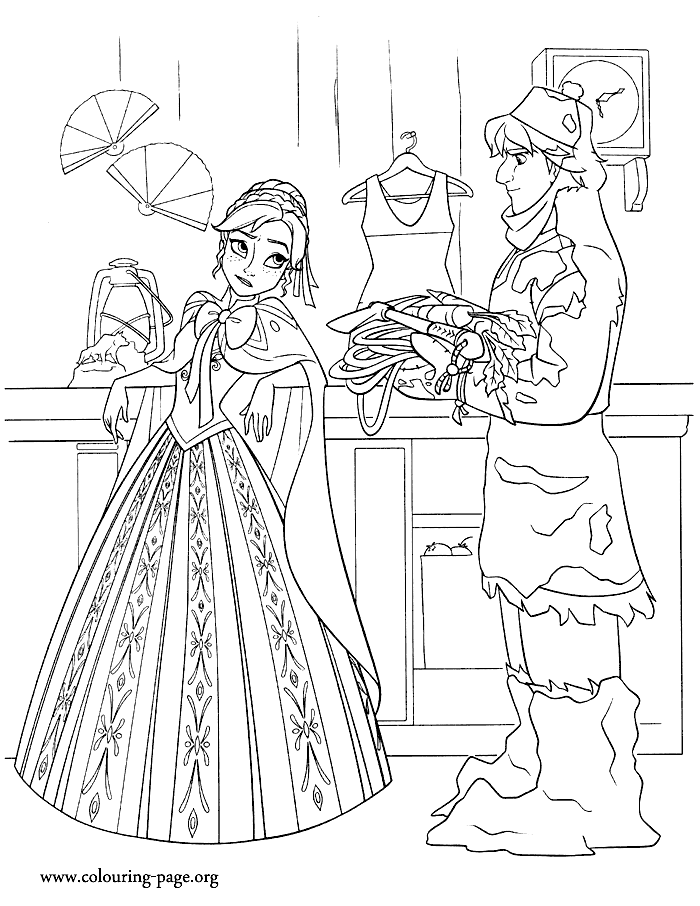 Anna and Kristoff Coloring Pages