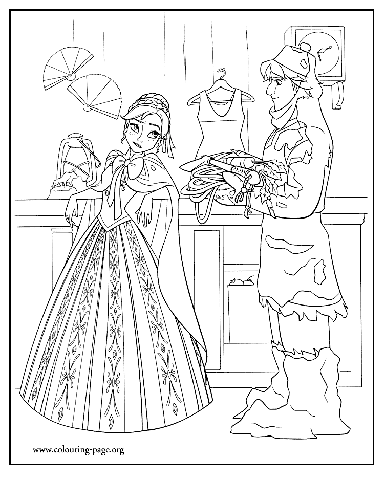 Anna and Kristoff Coloring Page