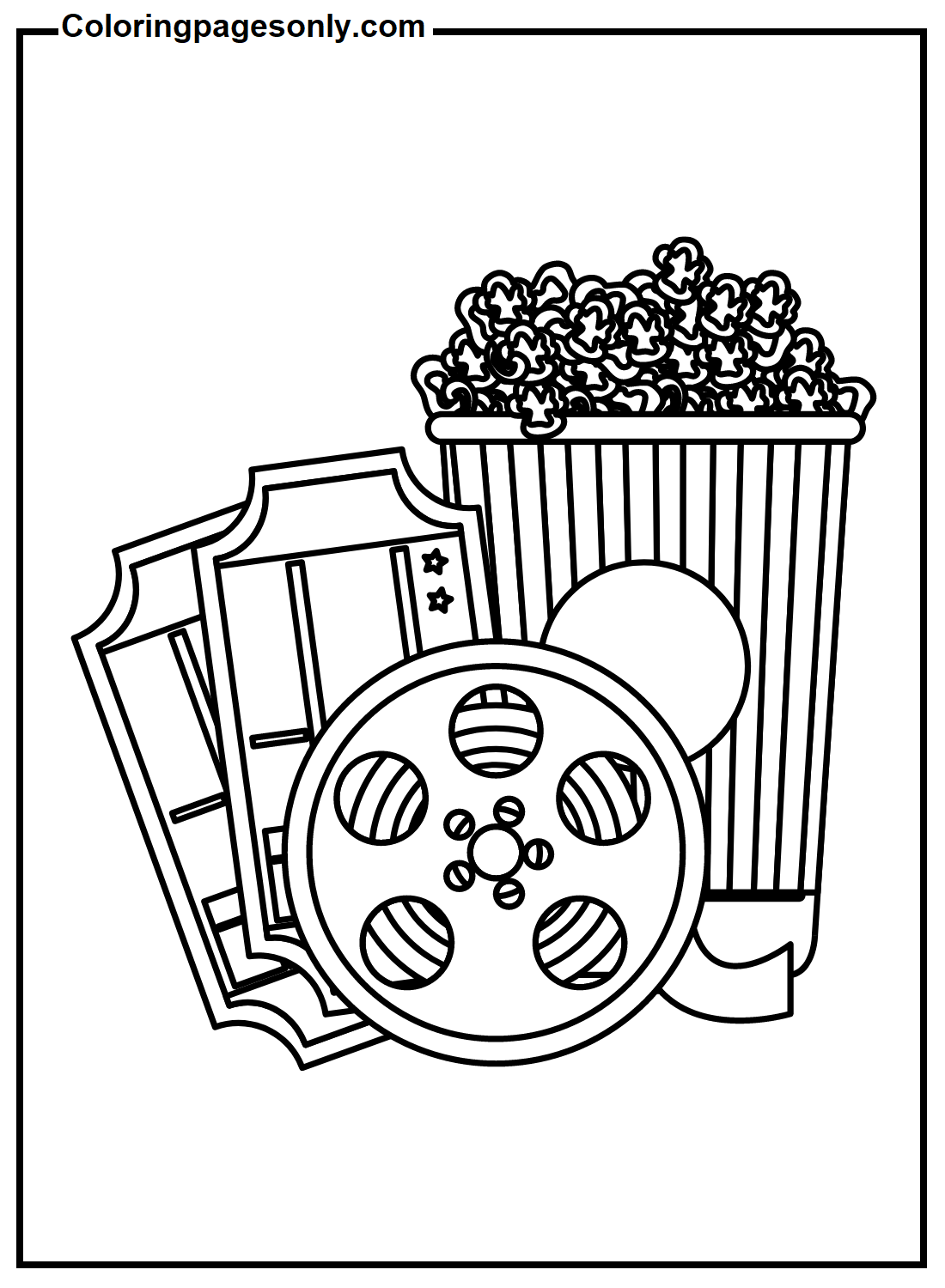 Cinema Popcorn for Kids Coloring Page