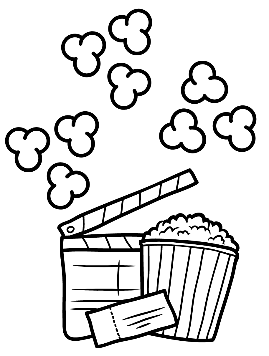 Cinema Popcorn Coloring Page