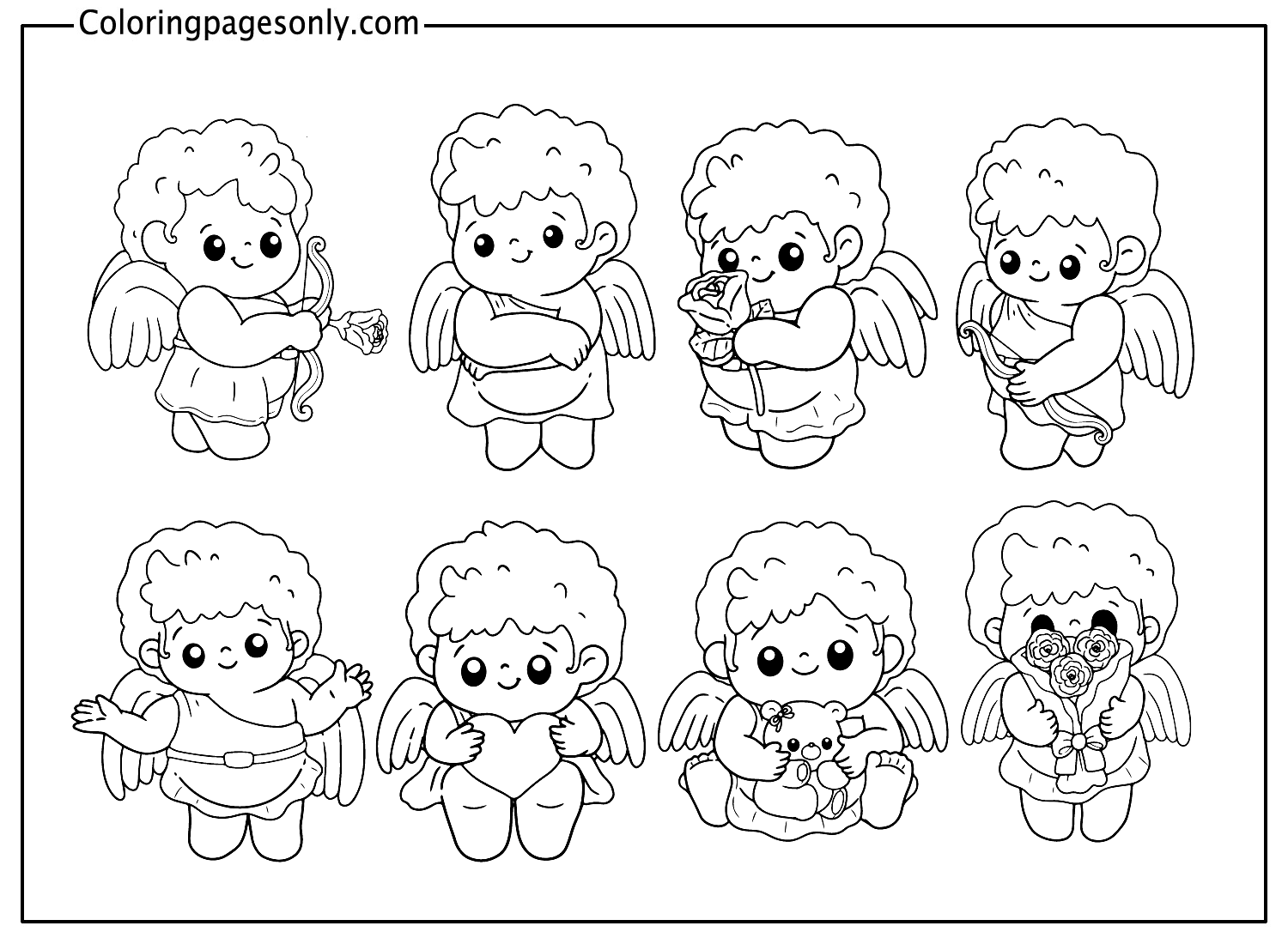 Cupid Sticker Coloring Pages