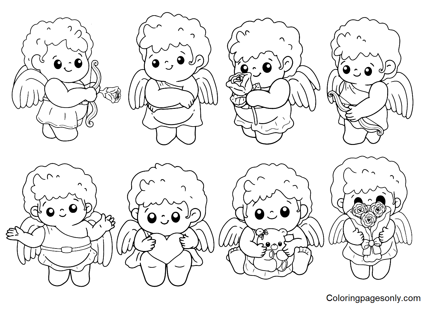Cupid Sticker Coloring Pages