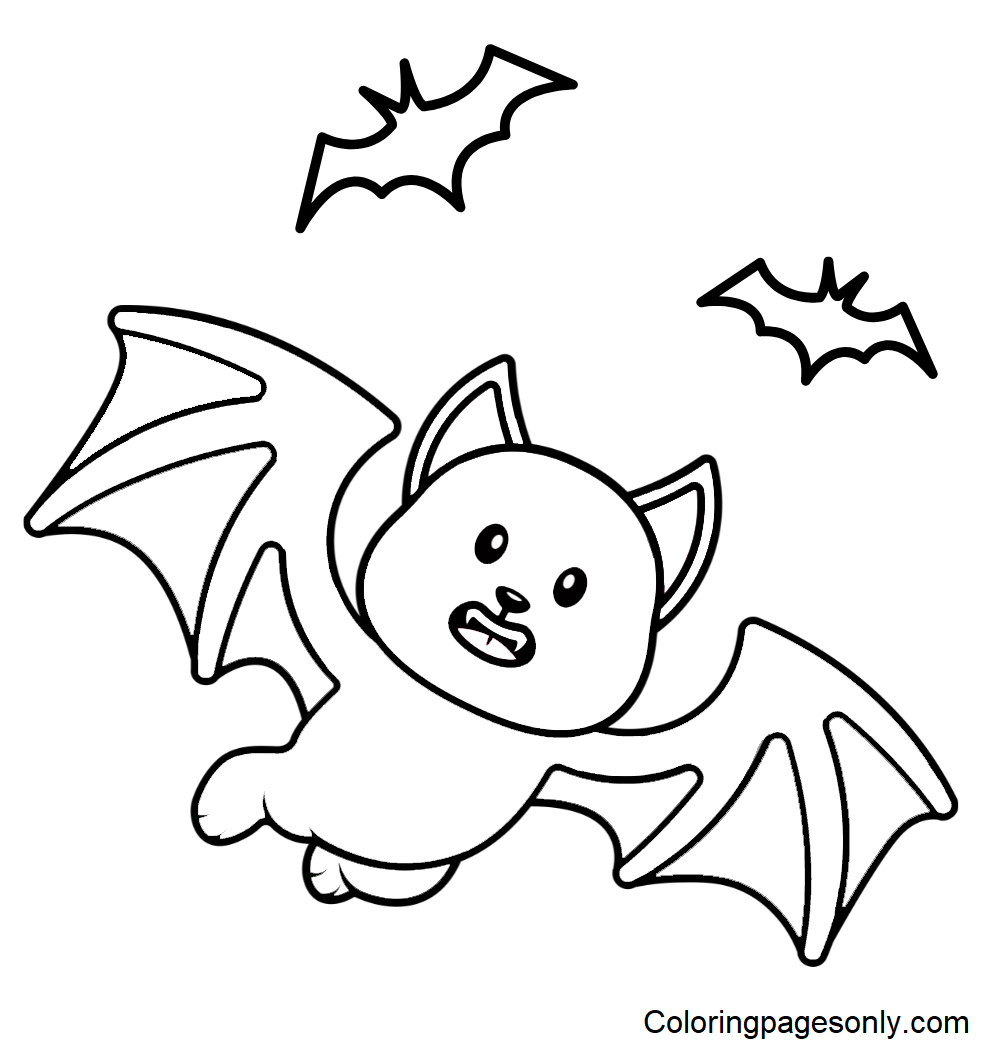 Cute Bats Coloring Page