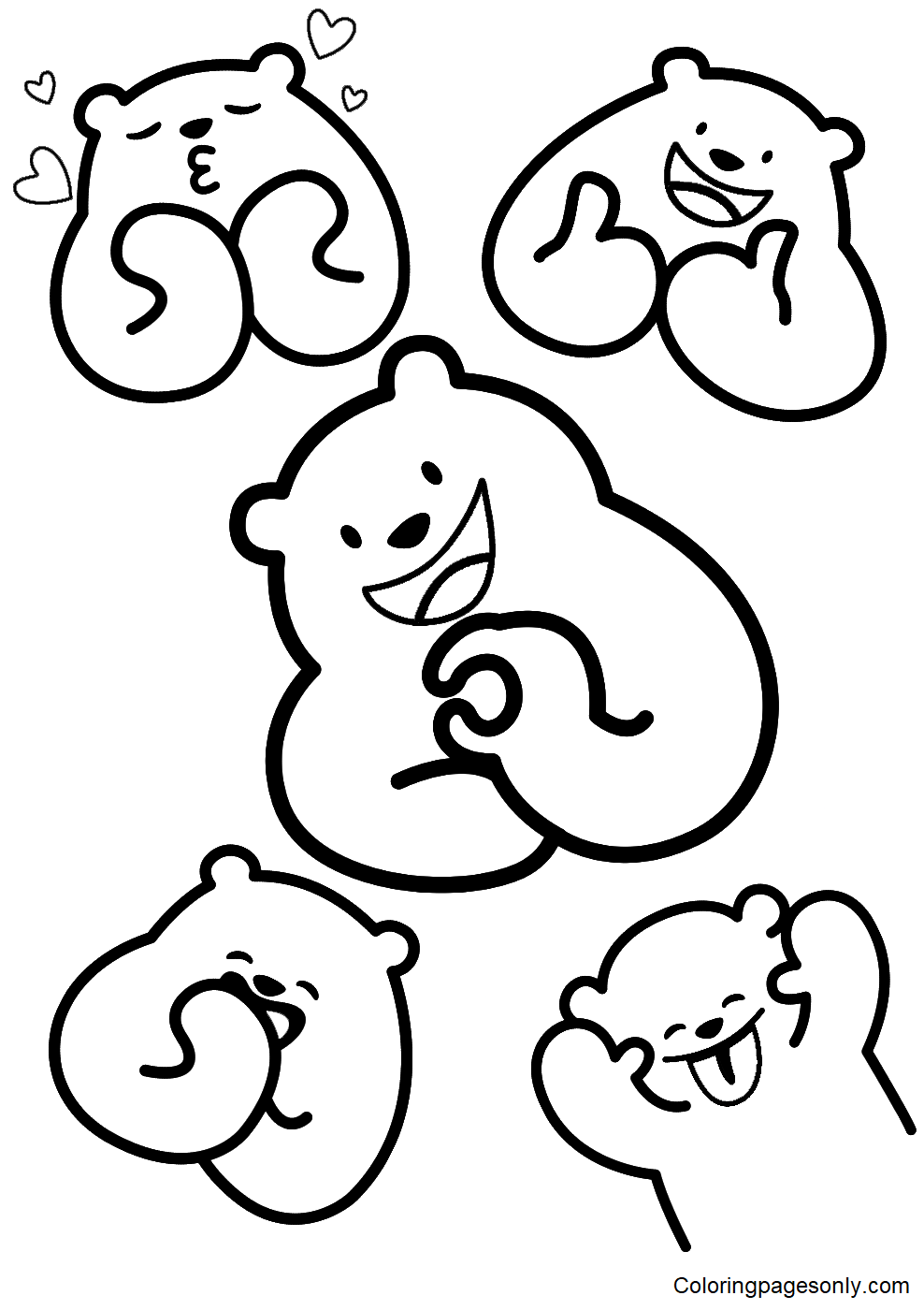 Cute Bear Sticker Coloring Pages