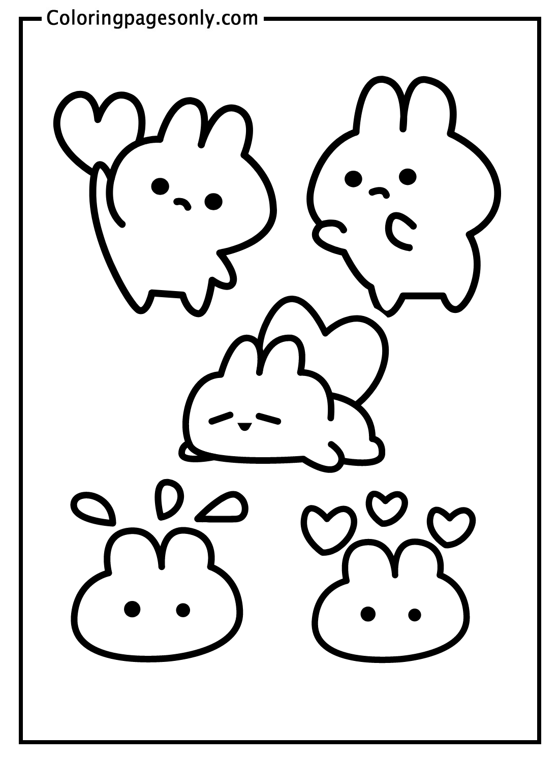 Cute Bunny Stickers Coloring Pages