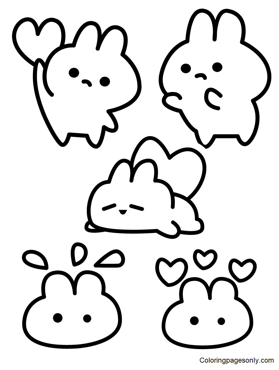 Cute Bunny Stickers Coloring Pages