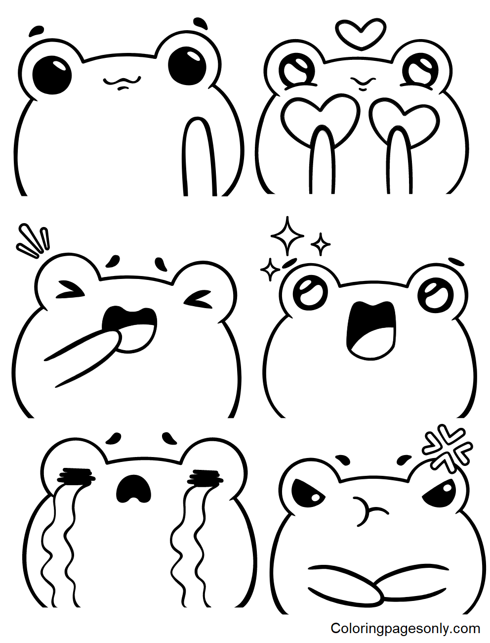 Cute Frog Stickers Coloring Pages