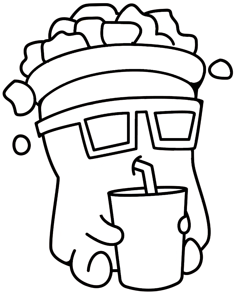 Cute Popcorn Food Coloring Pages