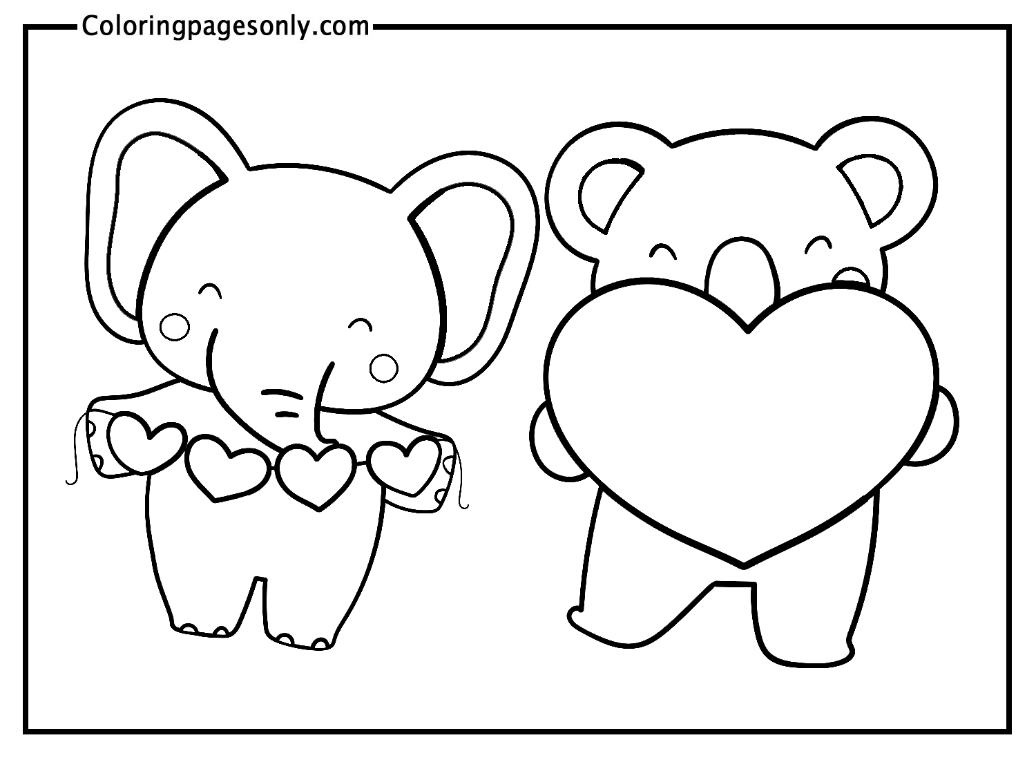 Pegatina de San Valentín de elefante y koala de Stickers