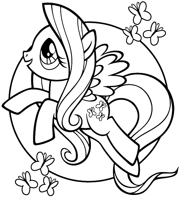 Fluttershy And Buttterfly Coloring Pages