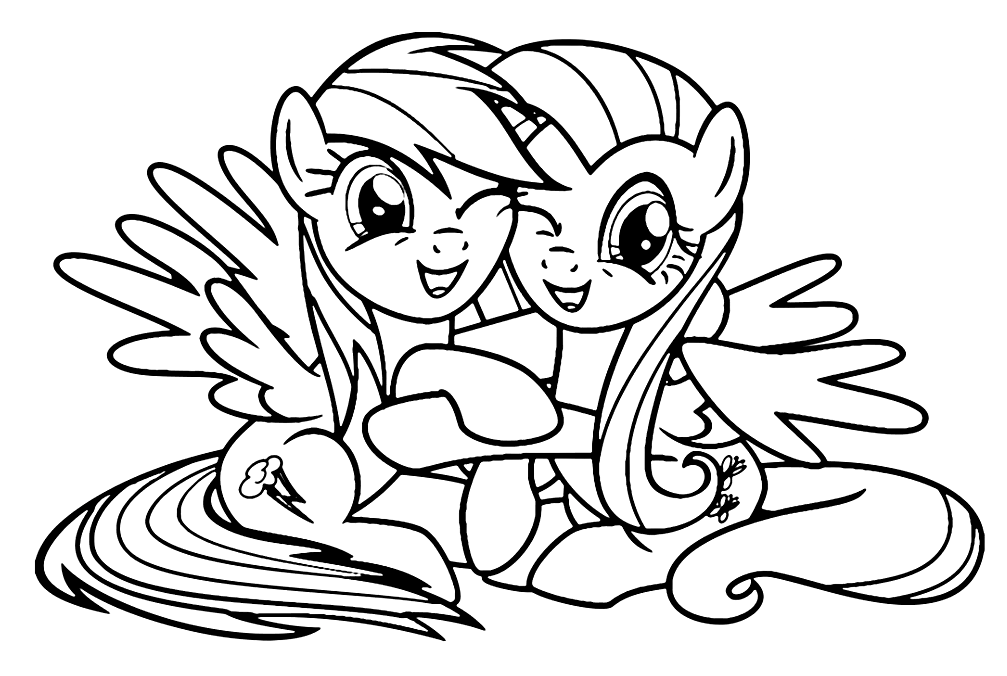 Fluttershy And Rainbow Dash Coloring Page