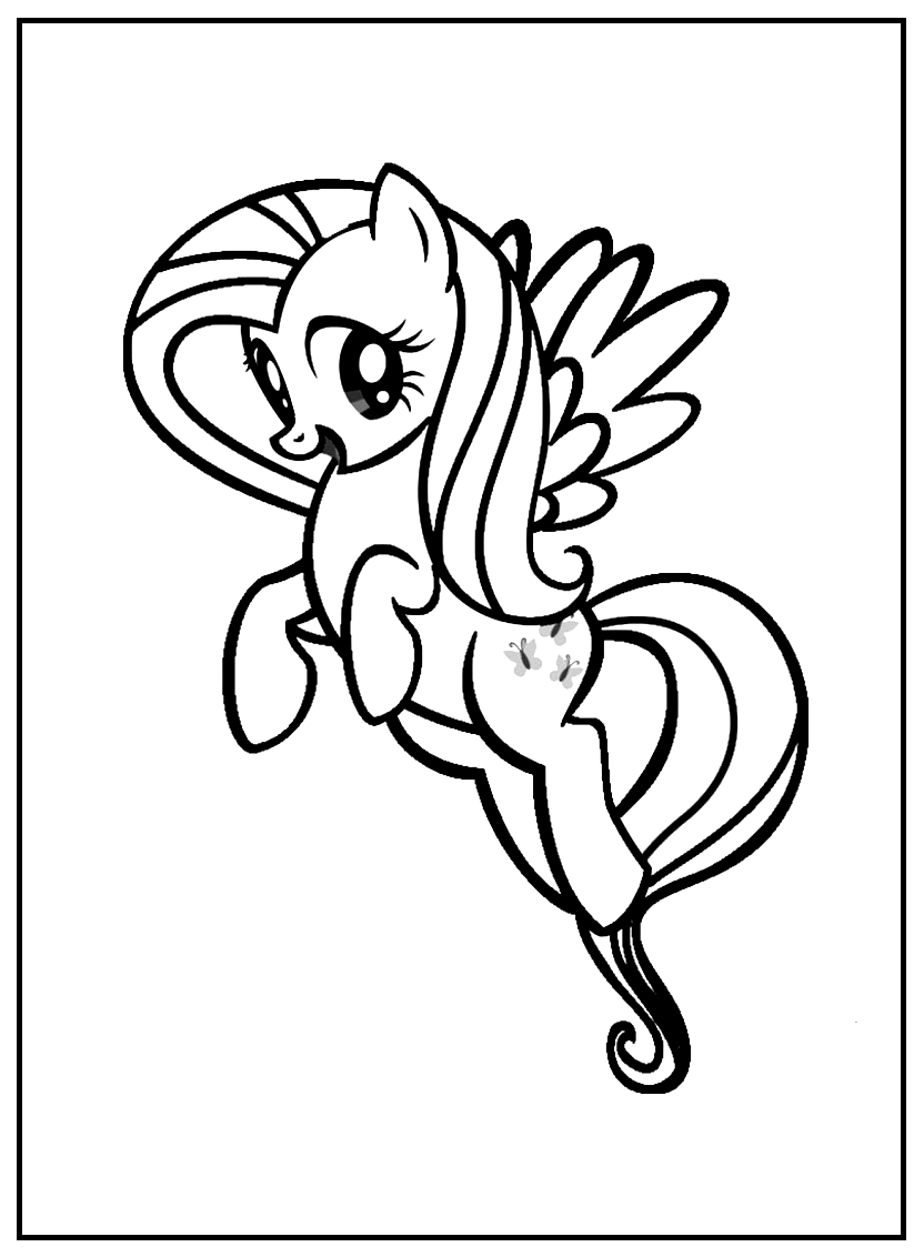 Fluttershy Jumping Coloring Page