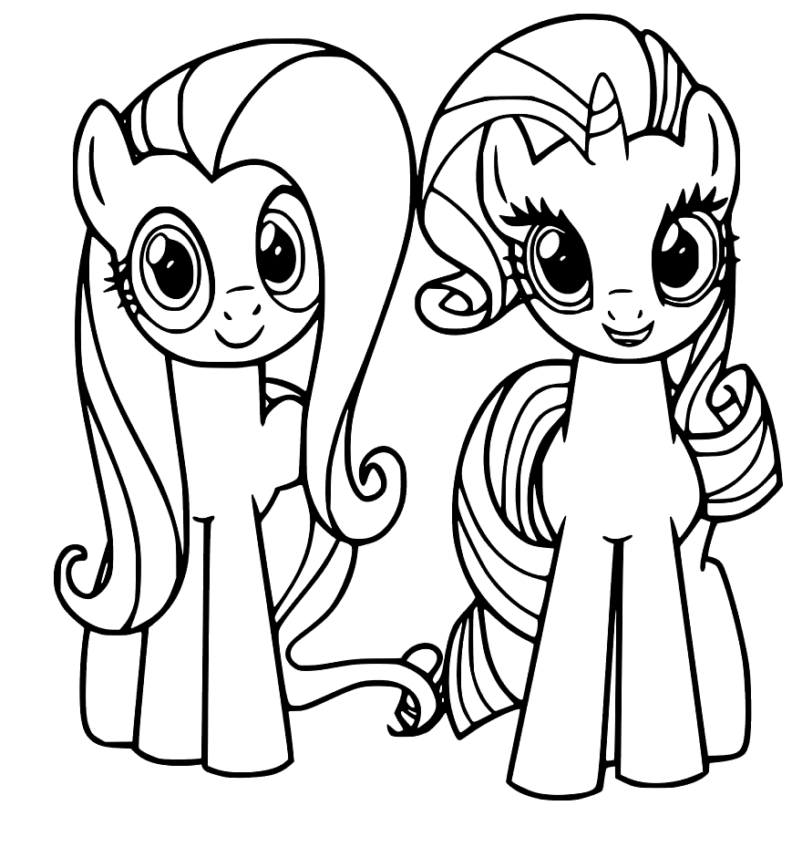 Fluttershy and Rarity Coloring Page
