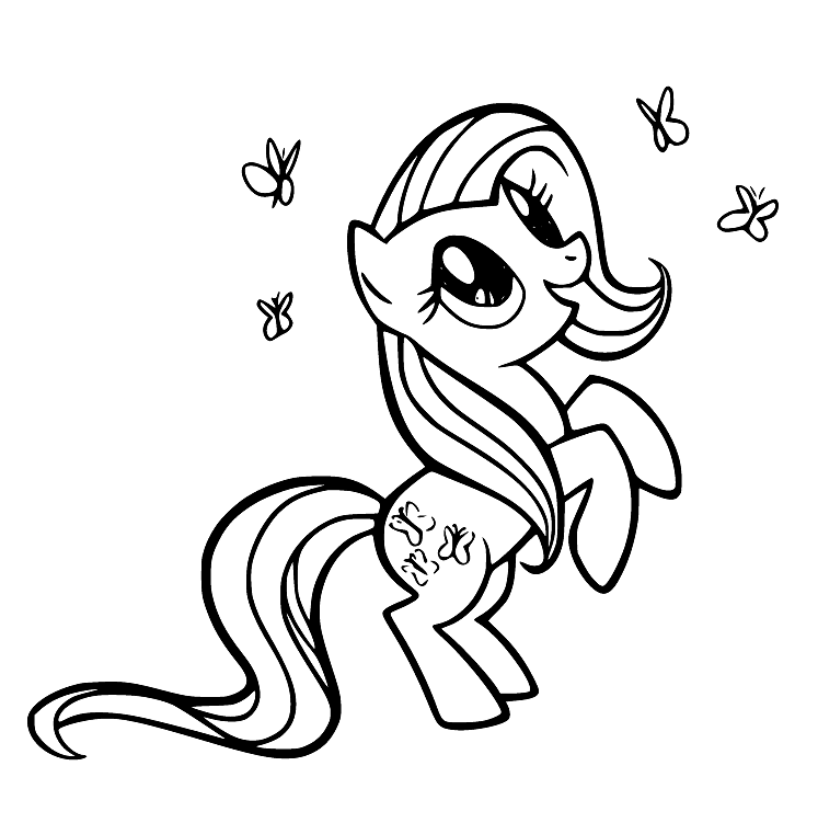 Fluttershy with Butterflies Coloring Page