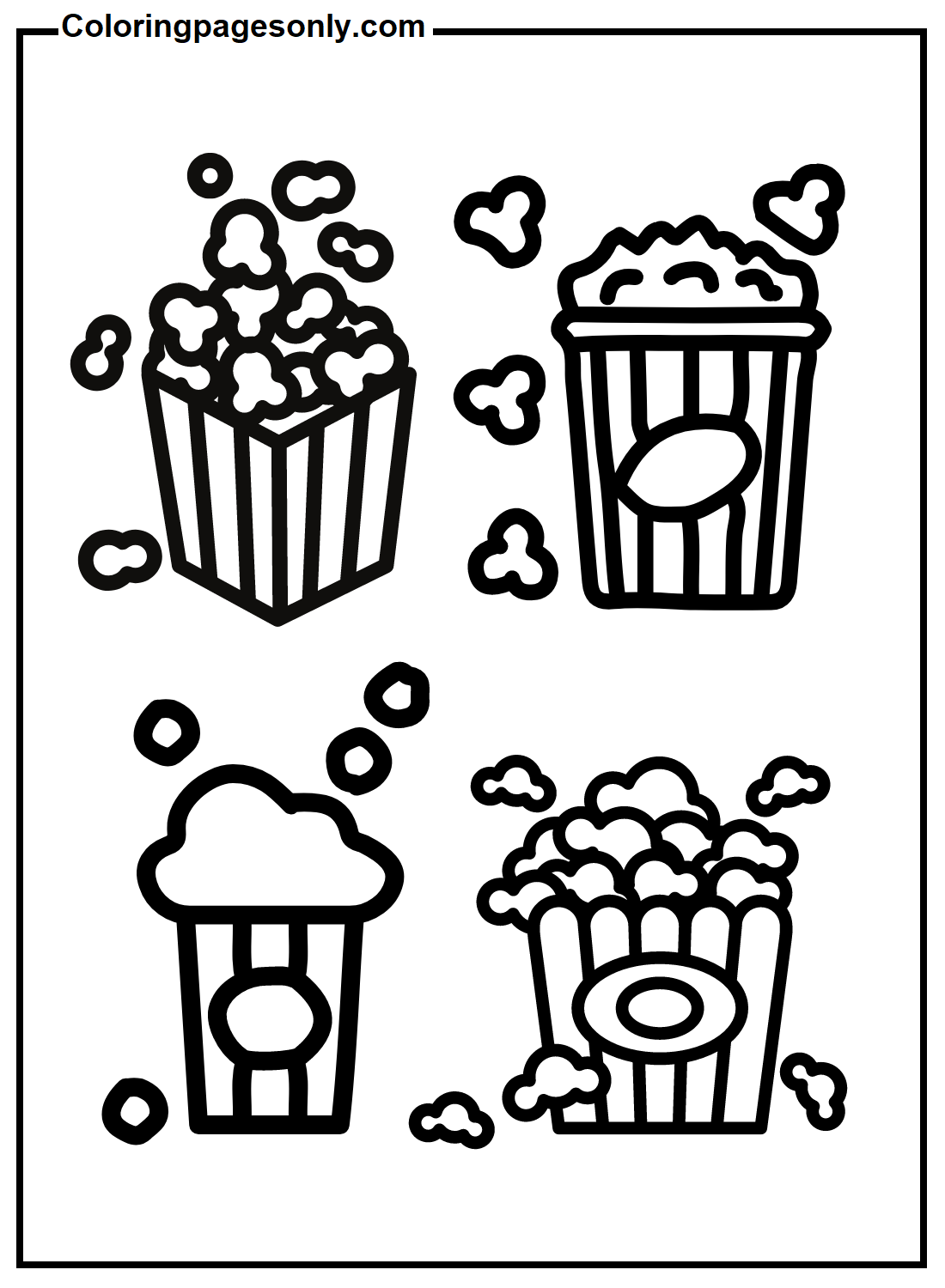 Four Bags Popcorn Coloring Pages