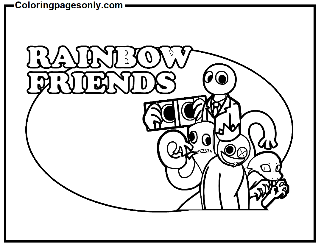 Blue Rainbow Friends Coloring Pages Printable Kids (Instant Download) 