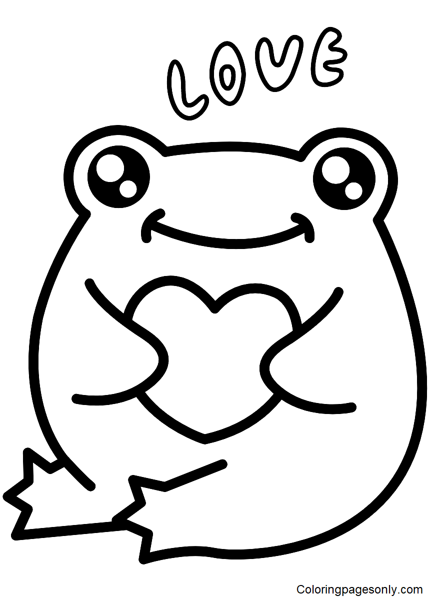 Frog Sticker with a Heart Coloring Pages