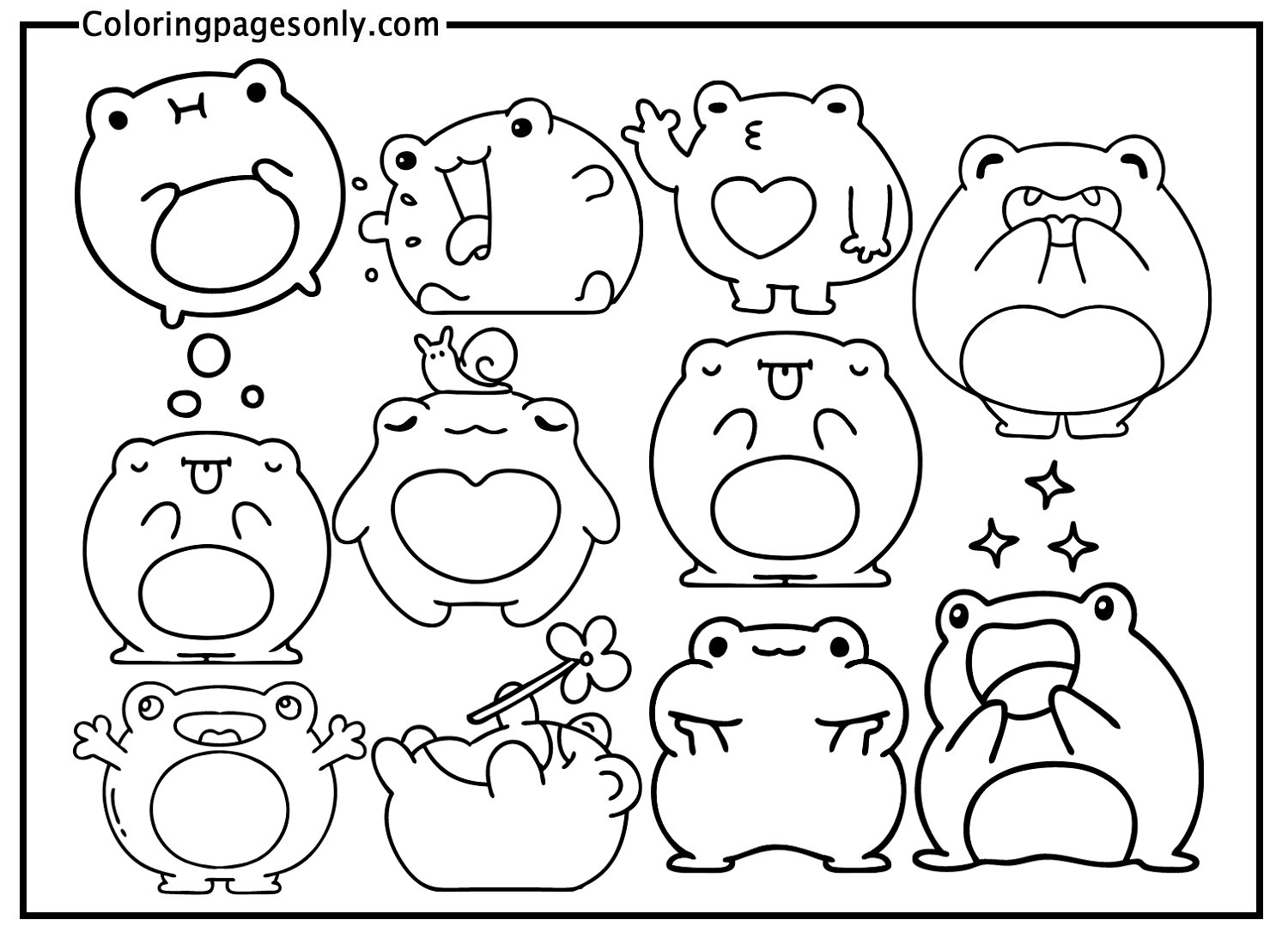 Frog Stickers Coloring Pages