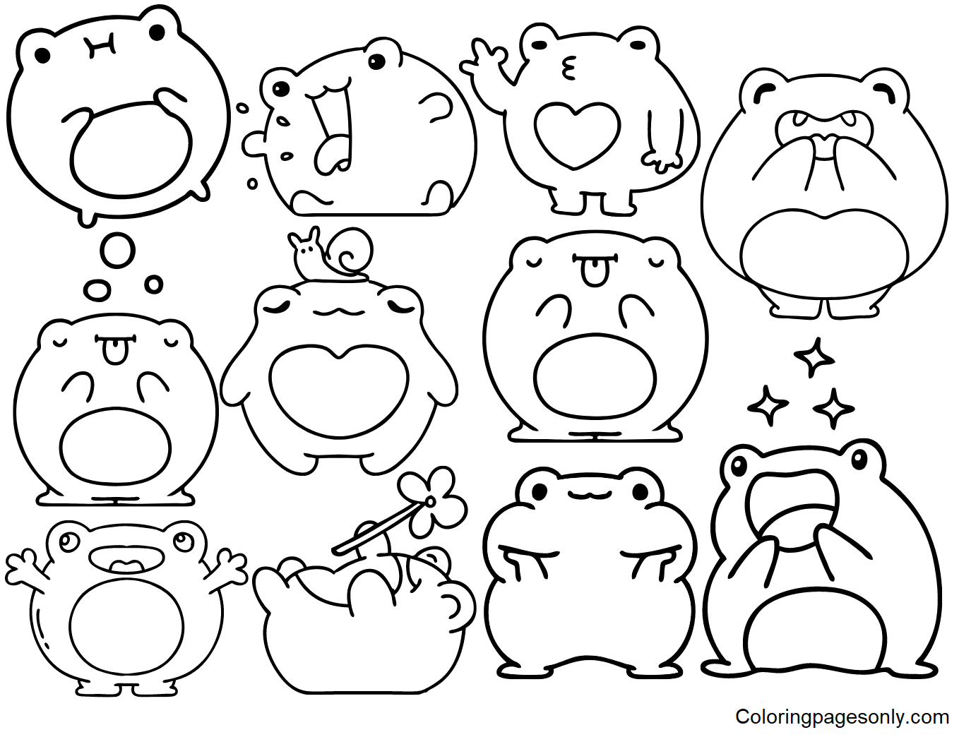 Frog Stickers Coloring Pages