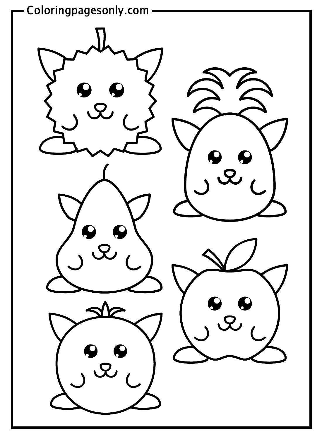 Fruits Stickers Coloring Pages