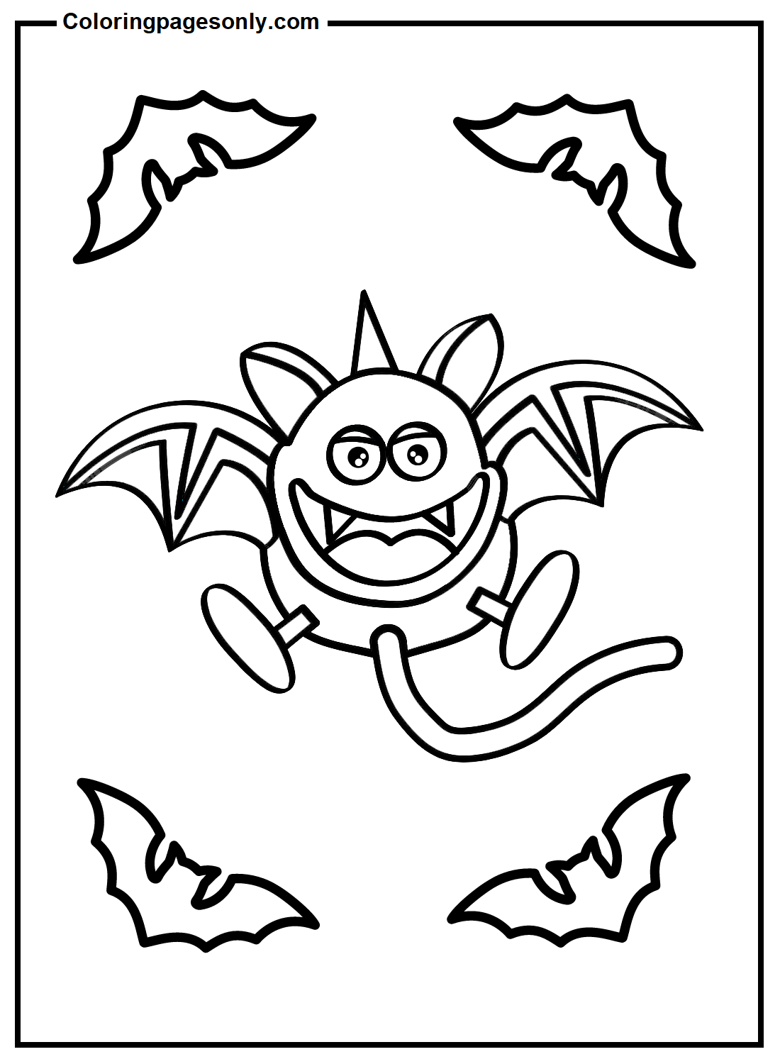 Funny Bat for Kids Coloring Page