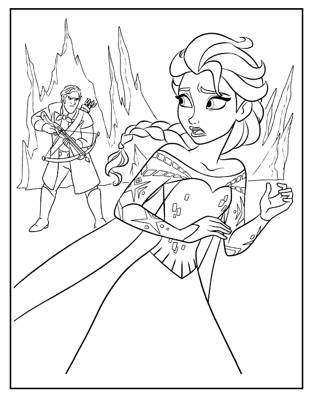 Hans Arttacking Elsa Coloring Pages