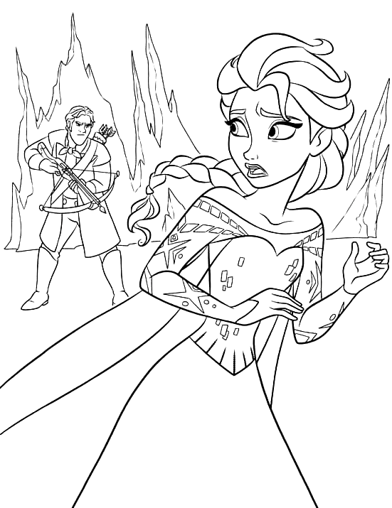Hans Arttacking Elsa Coloring Pages