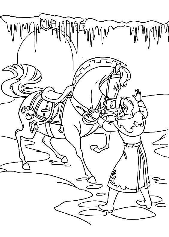 Hans and his Horse Coloring Page
