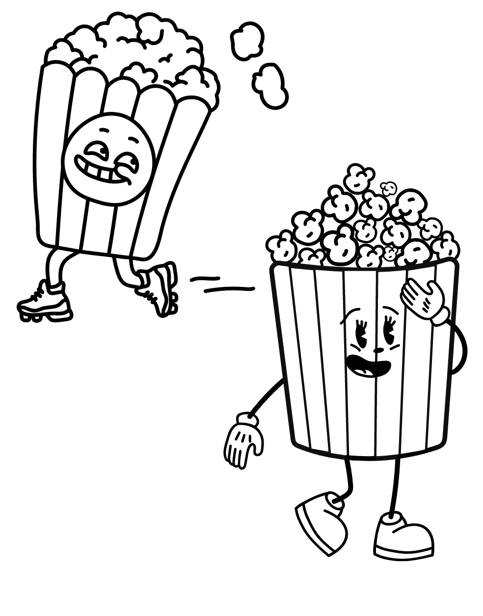 Happy Popcorn Coloring Page