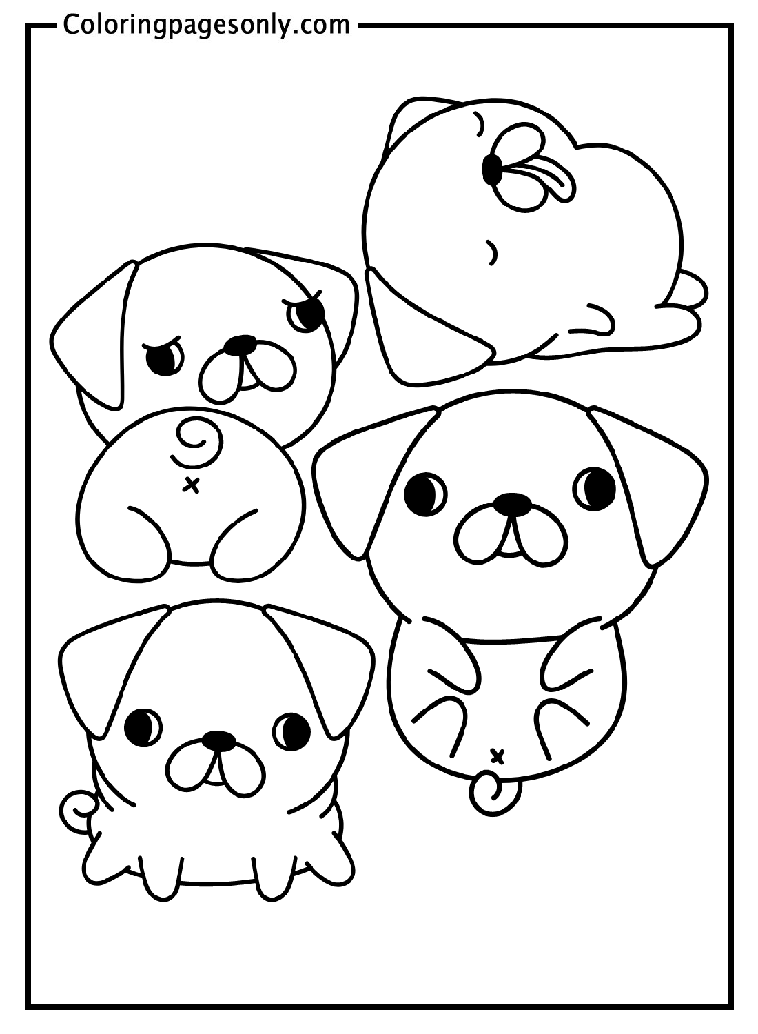 Kawaii Pug-sticker van Stickers