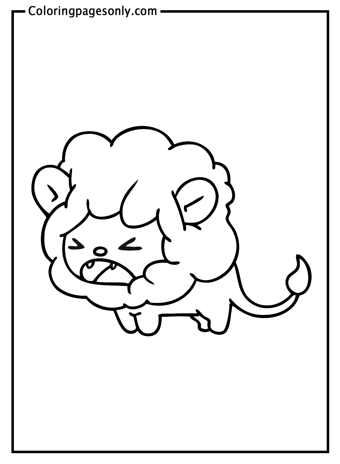 Kawaii Roaring Lion Sticker Coloring Pages