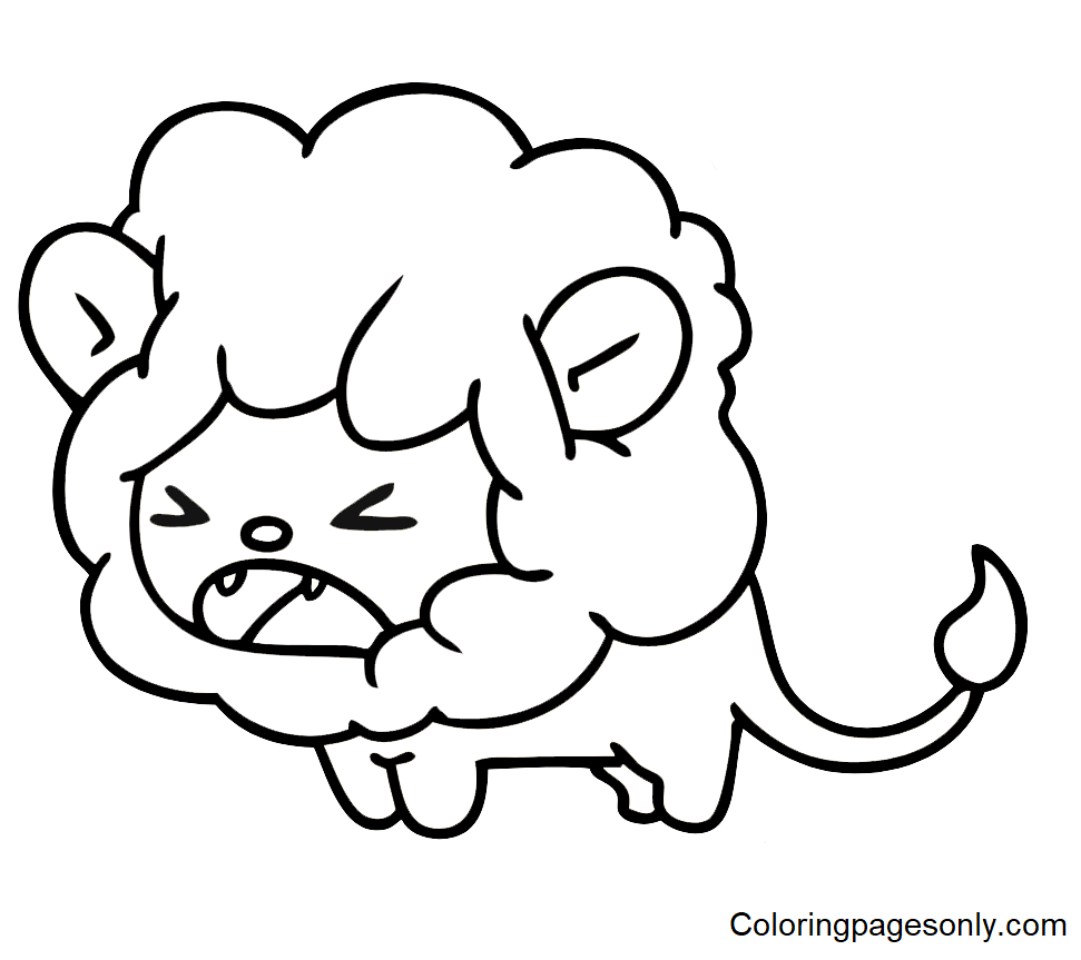 Kawaii Roaring Lion Sticker Coloring Pages