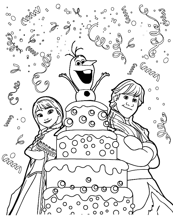 Kristoff Anna Olaf Surprise Birthday Coloring Pages