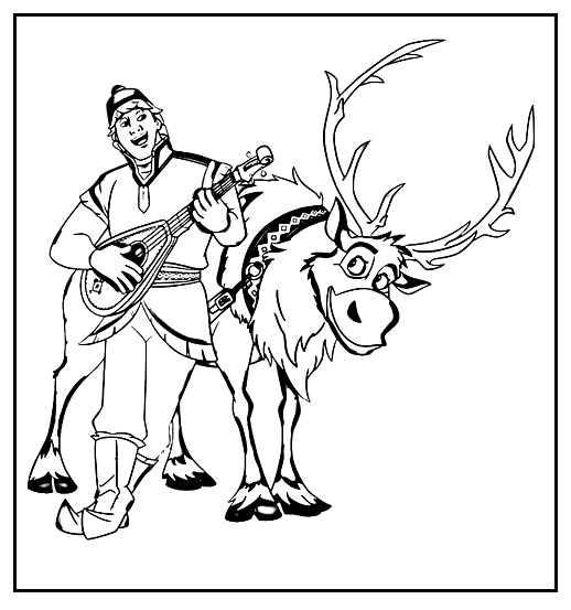 Kristoff Plays Guitar Coloring Pages