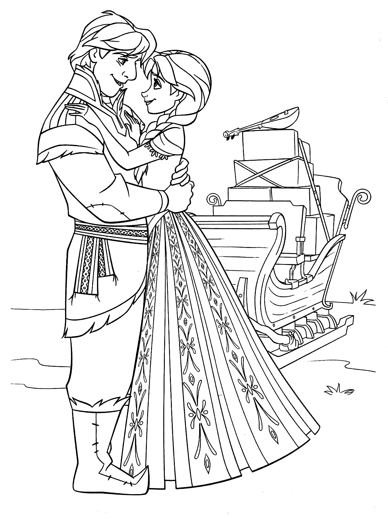 Kristoff with Anna from Frozen Coloring Pages