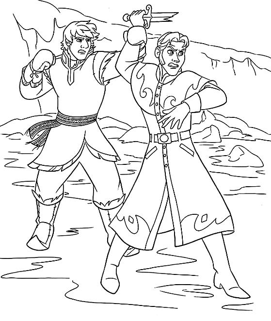 Kristoff with Prince Hans Coloring Pages