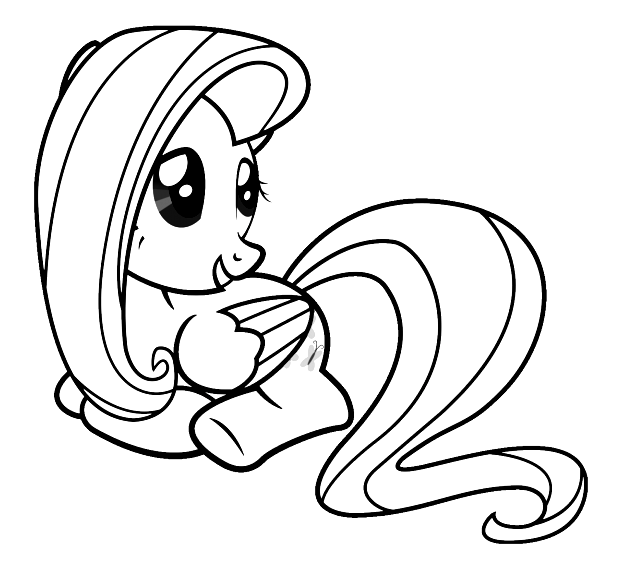 Lovely Fluttershy Coloring Pages