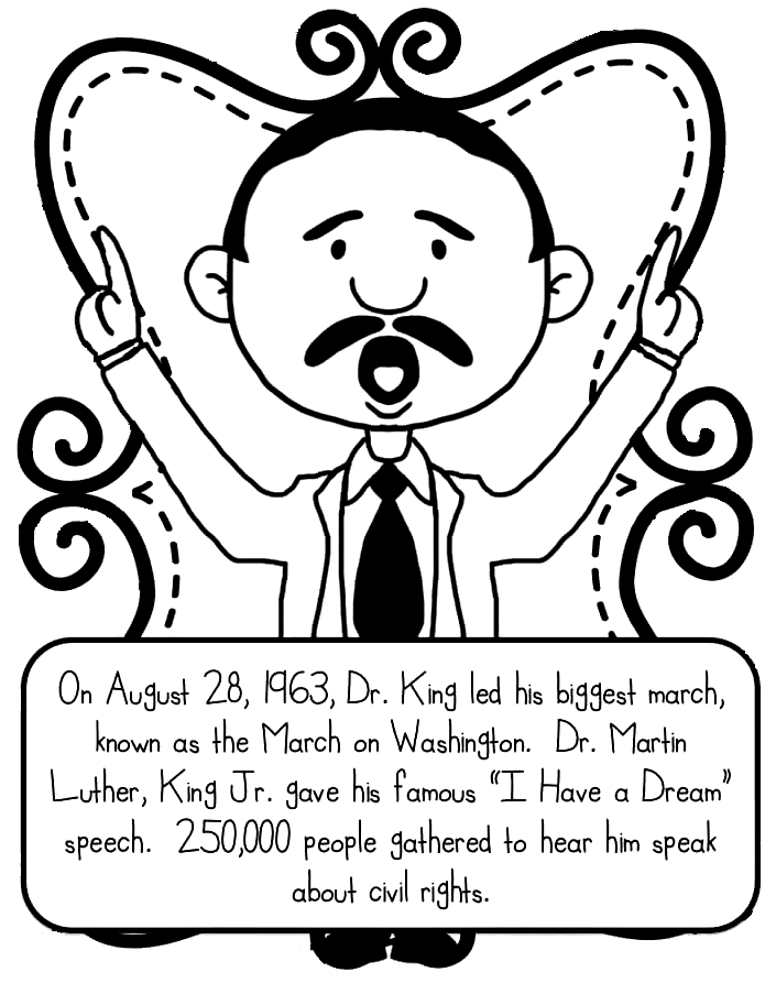 Martin Luther King Jr Day With Facts Coloring Pages