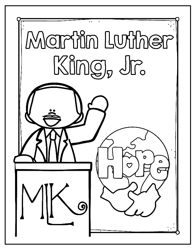 Martin Luther King Jr MLK Coloring Page