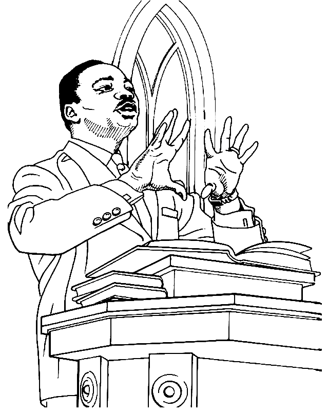 Martin Luther King Sermon Coloring Page
