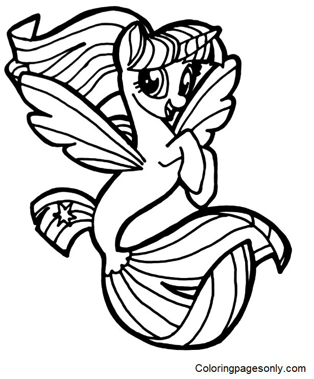 Mermaid Twilight Sparkle Coloring Page