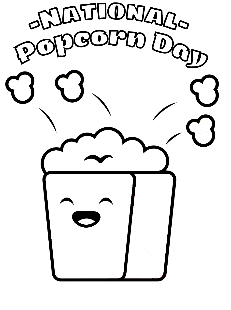 National Popcorn Day for Kids Coloring Pages