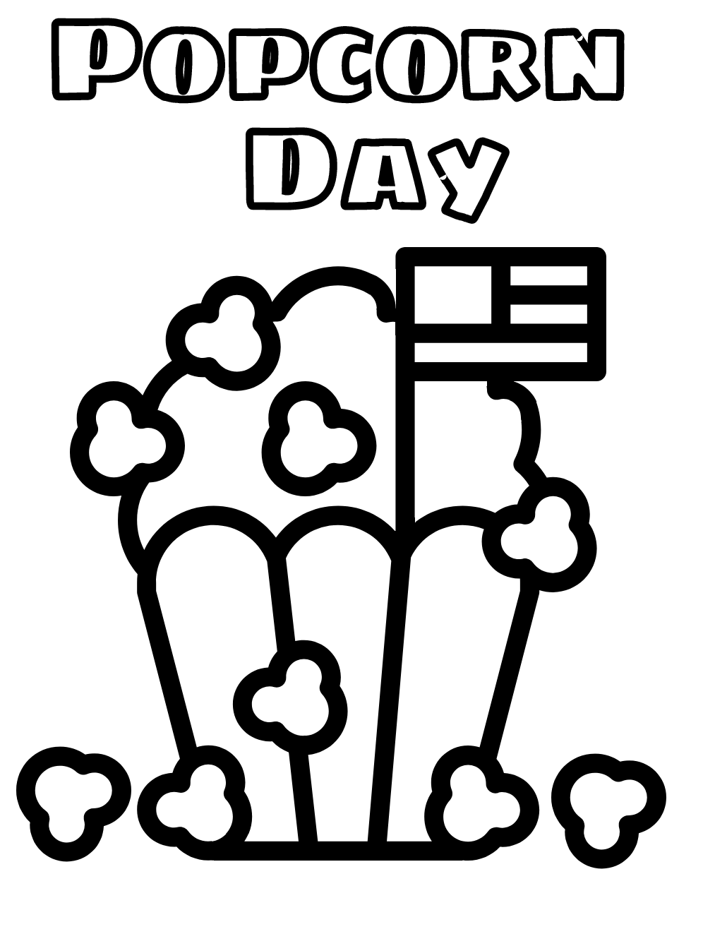 National Popcorn Day Coloring Pages