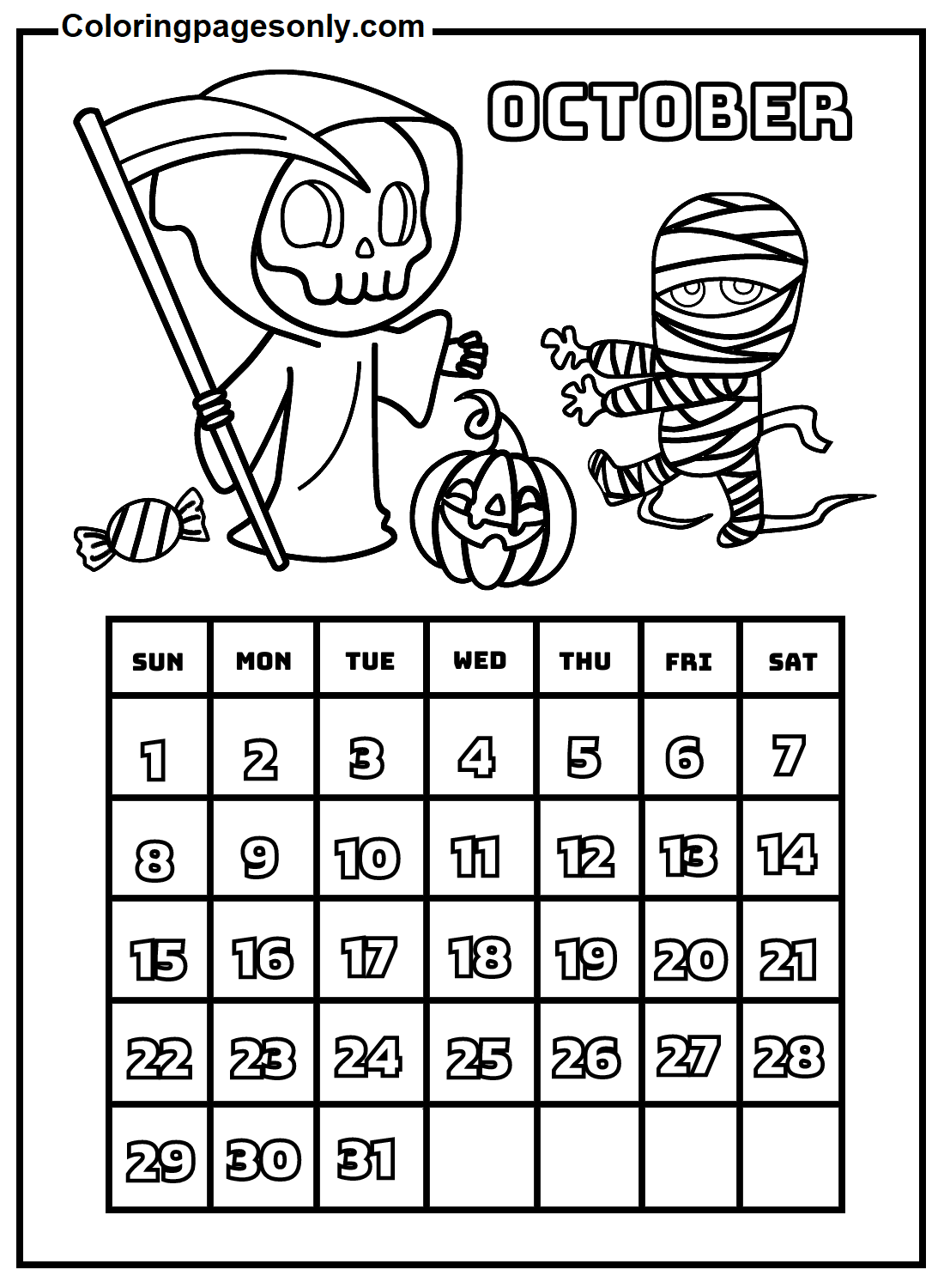 Calendario di ottobre 2023 da Calendario 2023