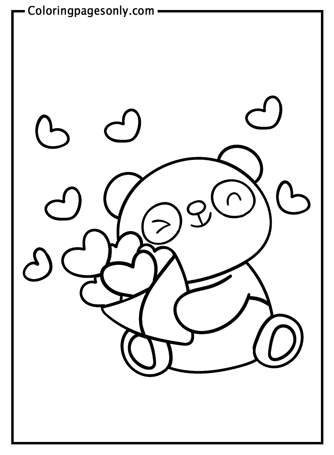 Panda Valentine Sticker Coloring Pages