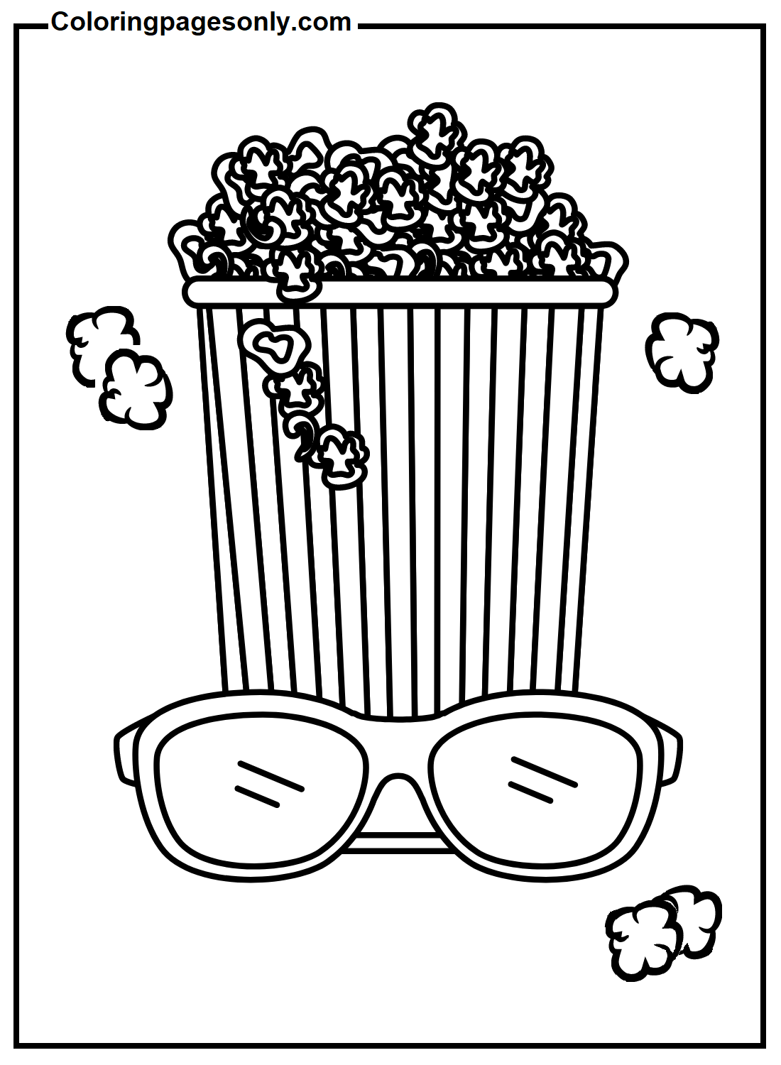 Pop Corn With Glasses Coloring Pages
