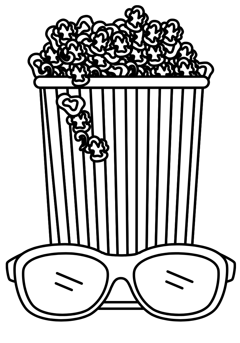 Pop Corn with Glasses Coloring Page
