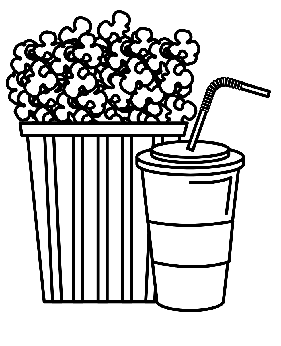 Pop Corn with Soda Drink Coloring Pages