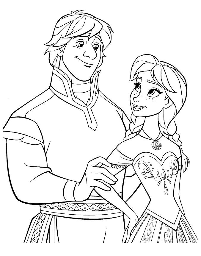 Princess Anna And Kristoff Coloring Page